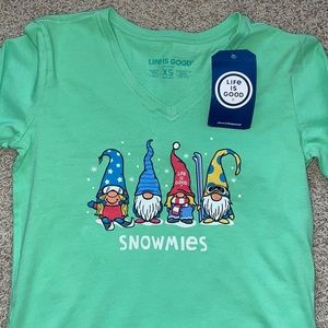 Women’s LIFE IS GOOD long sleeve “SNOWMIES” t-shirt